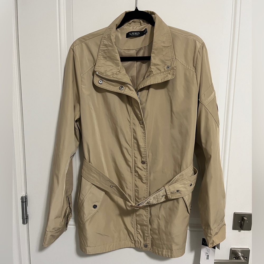 NWT - Lauren Ralph Lauren Women's Belted Short Trench Coat - Size L
